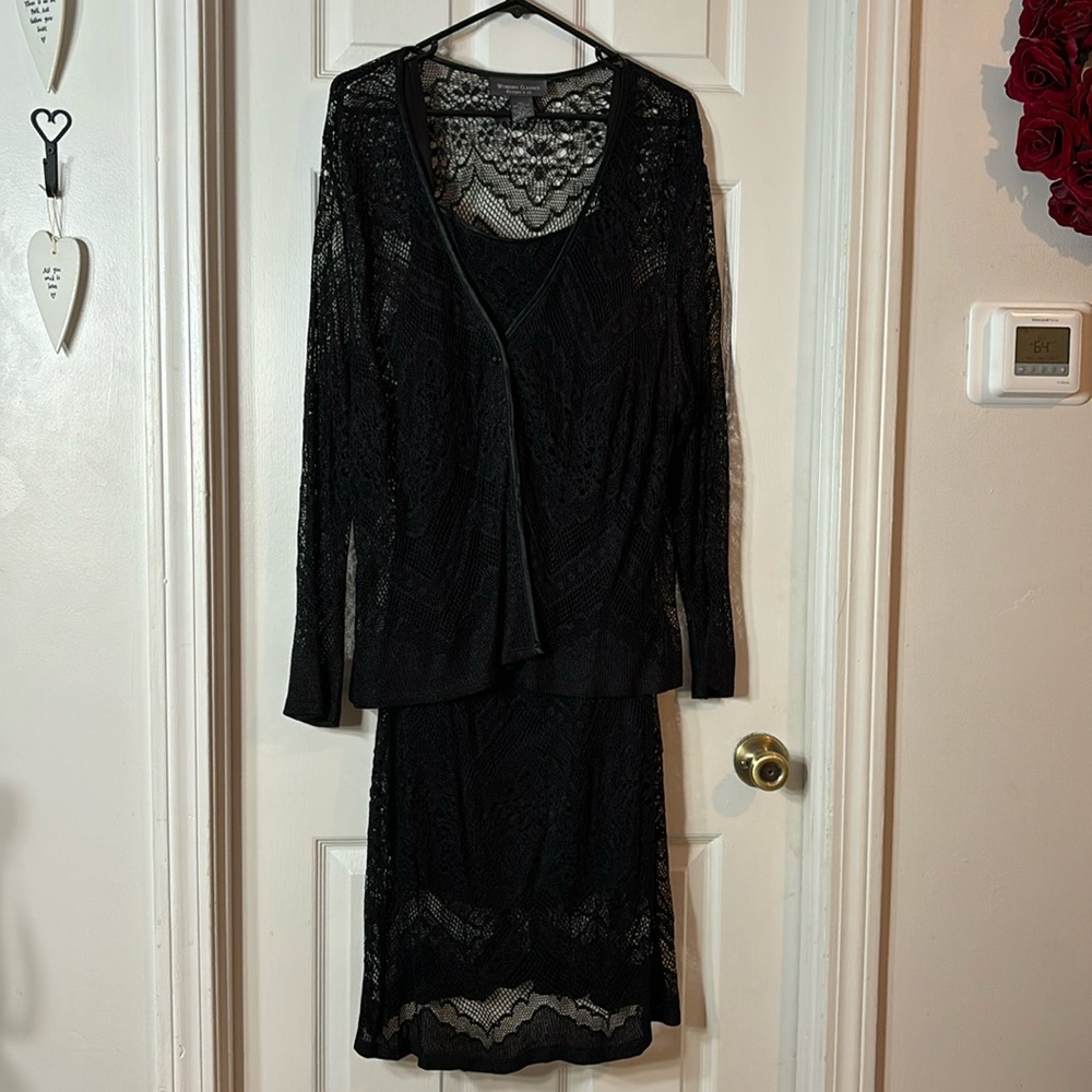 Design and co, Lane Bryant, black lace dress and jacket set, size 18/20